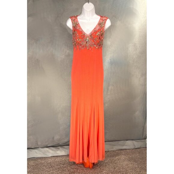 Heavily Beaded Coral Dress Formal, Pageant, Appearance - Picture 1 of 10